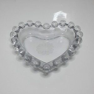 Imperial Candlewick Heart Dish Beaded Edge Vintage Trinket Ashtray